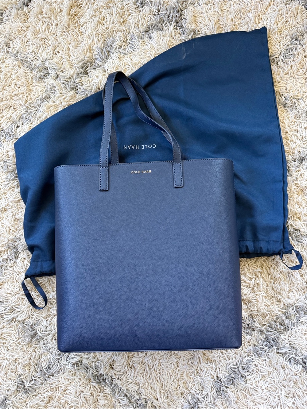 Cole Haan Navy Leather Messenger Tote